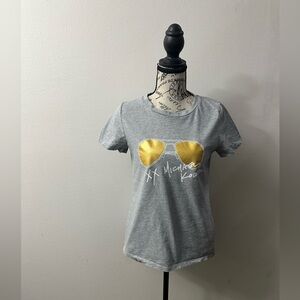 Michael Kors Logo Gray Aviator Print Cotton T-Shirt